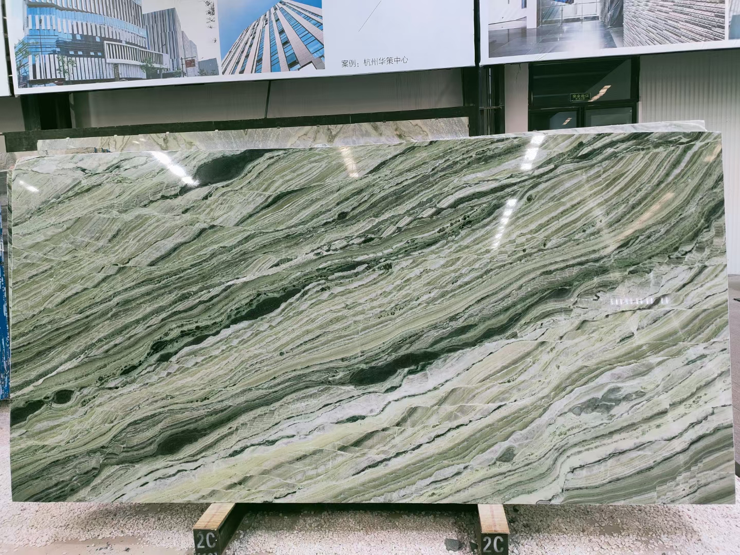 Chinese Green Jade Marble Countertop Stone Wall Decor Stone 18mm Thickness Marble Slab